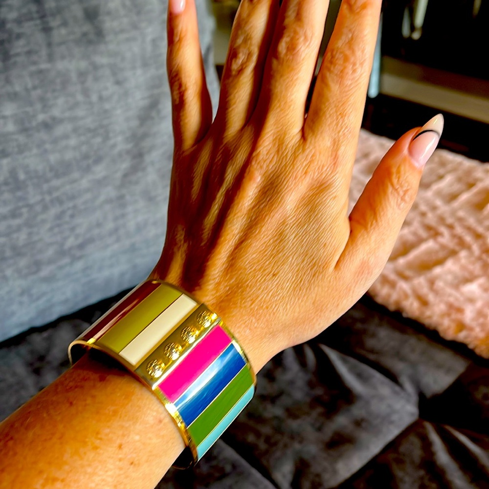 Coach multicolor striped bangle